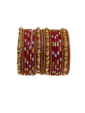 Handmade Red & Gold Glass Bangles Set – Elegant Traditional Jewelry for Weddings & Festivals
