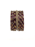 Handmade Maroon Glass Bangles with Gold & Pearl Accents – Perfect for Festive Occasions