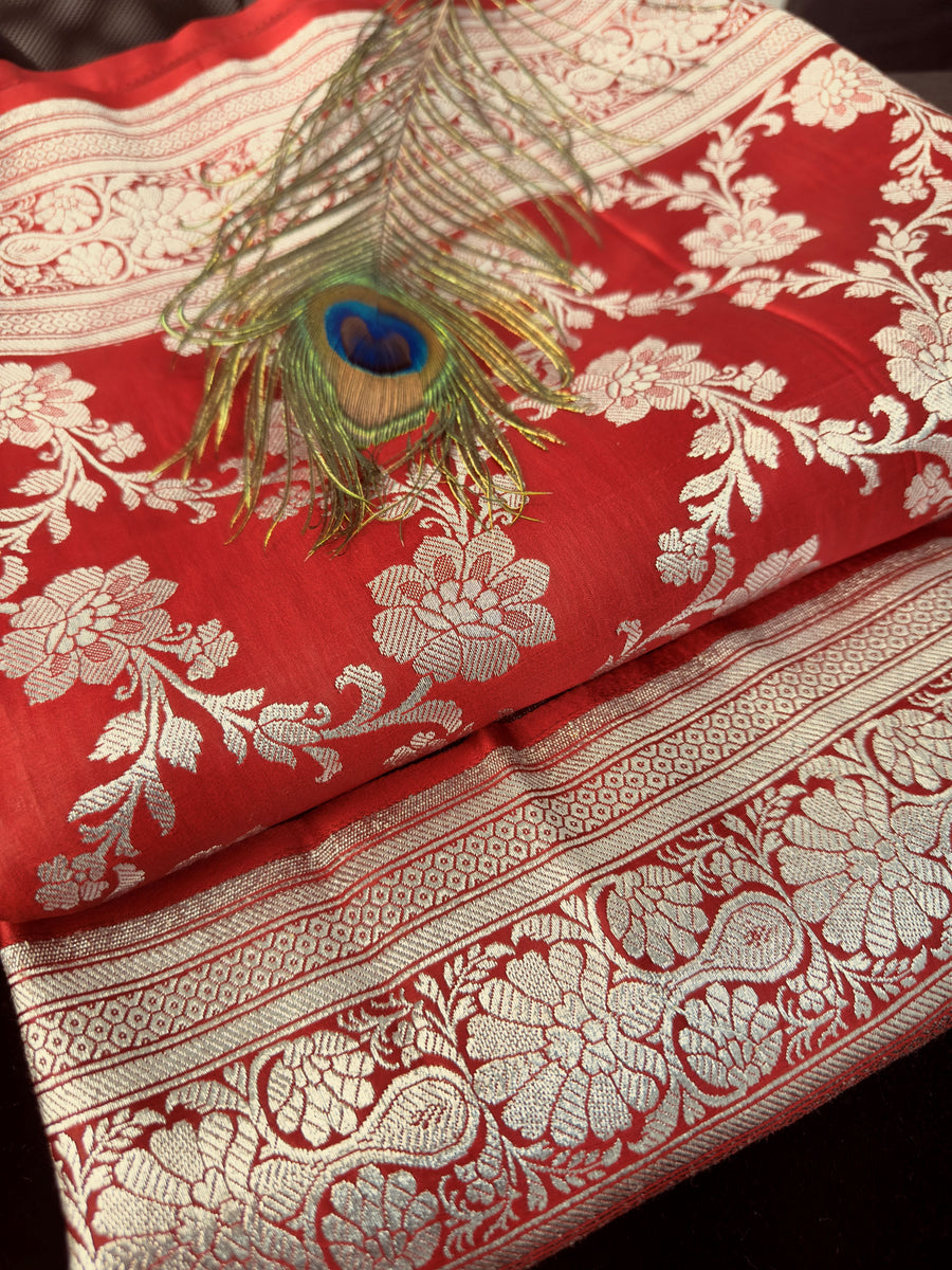 Majestic Red Banarasi Silk Saree