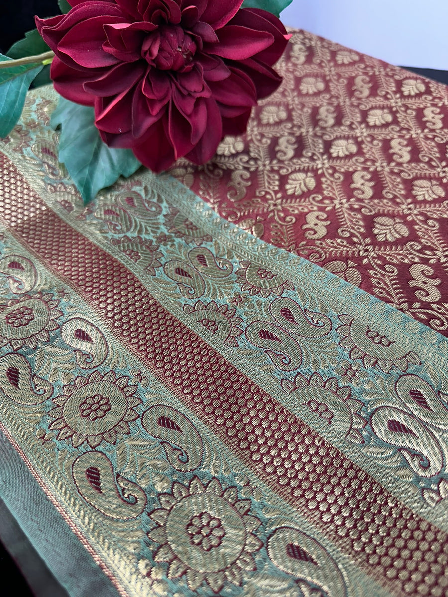 Maroon Banarasi Silk Saree