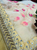 Corn Silk Organza Saree with Sequin and thread work