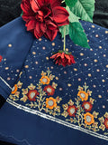 Dark Blue Georgette Saree with Thread embroidery