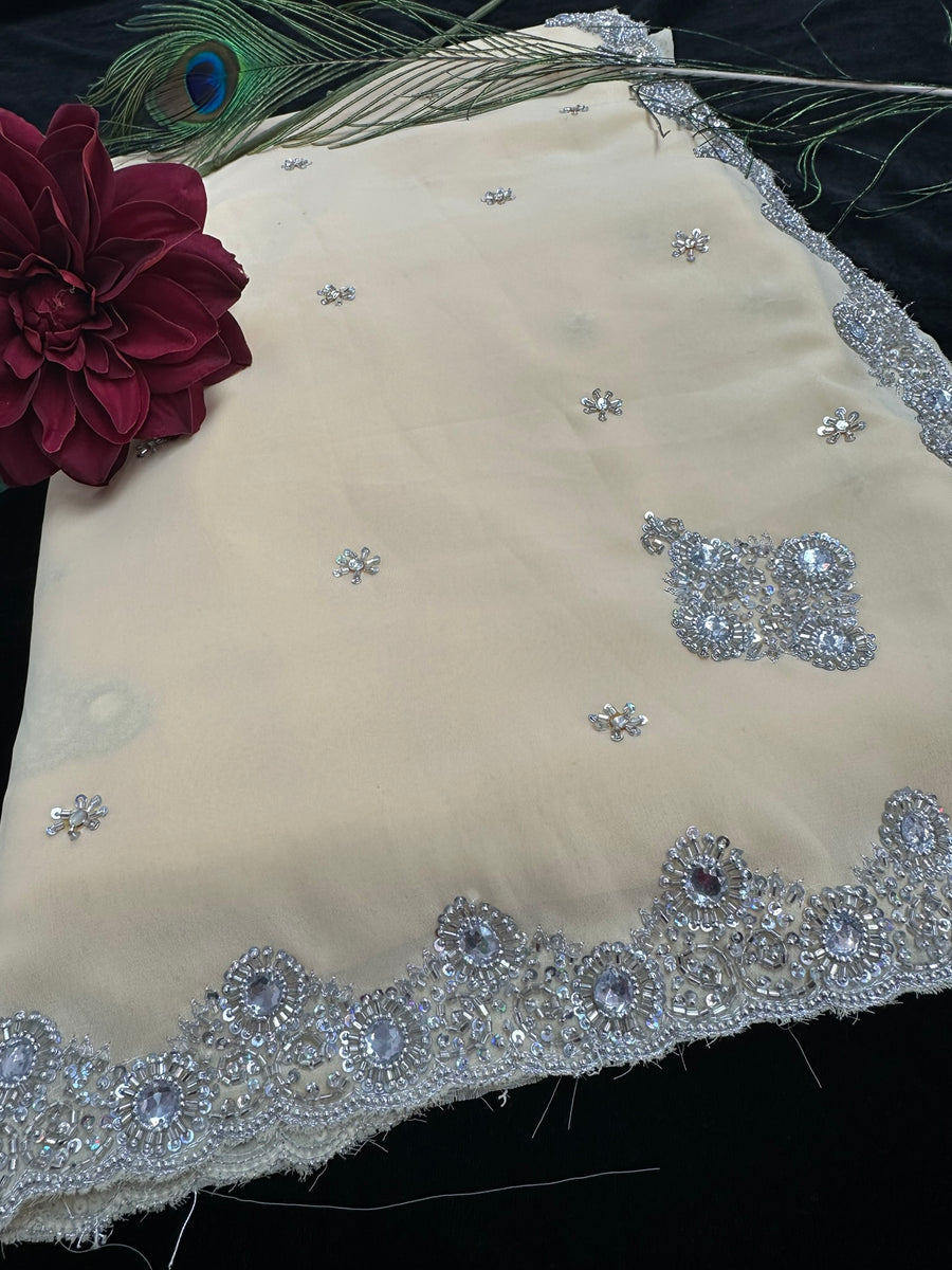 Corn Silk Georgette Saree with bead work