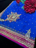 Royal Blue Silk Saree with heavy Bead Work