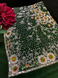 Bottle Green Georgette Saree with heavy beadwork