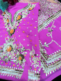Pink Georgette Saree with heavy sequin embroidery