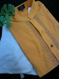 Mustard Yellow Cotton Kurta with White Pajama set