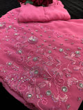 Pink Georgette Saree with Sequin and beadwork with Stitched Blouse