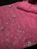 Pink Georgette Saree with Sequin and beadwork with Stitched Blouse