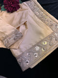 Light Gold Satin Saree with Stitched Blouse