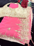 Hot Pink Georgette Saree with Stitched Blouse