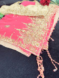 Hot Pink Georgette Saree with Stitched Blouse