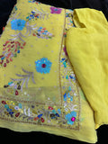 Yellow Readymade Pleated Saree with Stitched Blouse