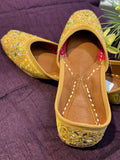 Handcrafted Yellow Beaded Embroidered Juttis | Luxury Ethnic & Bridal Footwear