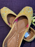 Handcrafted Yellow Beaded Embroidered Juttis | Luxury Ethnic & Bridal Footwear
