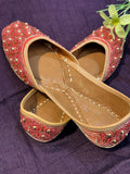 Handcrafted Red Beaded Juttis | Luxury Bridal & Ethnic Punjabi Footwear