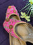 Elegant Handcrafted Punjabi Jutti - Pink & Gold Embroidered Ethnic Footwear for Women