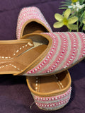 Luxury Pink Pearl Punjabi Jutti - Handcrafted Ethnic Footwear with Beadwork & Embellishments