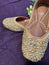 Golden Beaded Punjabi Jutti - Handcrafted Ethnic Footwear with Pearl & Mirror Embroidery