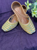 Gold Sequin Punjabi Jutti – Handcrafted Ethnic Footwear with Beaded & Iridescent Embellishments for Weddings & Festive Wear