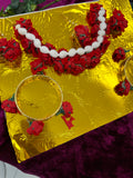 Handcrafted Floral Bridal Jewelry Set | Haldi & Mehendi Wedding Accessories | Artificial Flower Jewelry Style 1