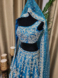 Partywear Lehenga in Turquoise Blue Color