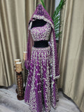 Partywear Lehenga in Purple Color