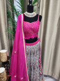 Partywear Lehenga in Mouse Brown and Hot Pink Choli.
