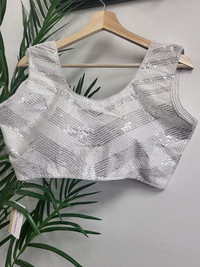 Party wear Blouse in Silver  Color --PBL1