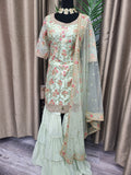 Party wear Sharara suit in Light green Color --PSH44