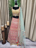 Party wear Lehenga in  Color Red