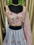 Party wear Lehenga in Pink-Purple  Color