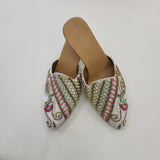 Multicolor Zardozi Embroidered Bridal Heel Mule – Handcrafted Wedding Shoes FTH-06