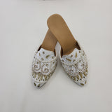 Gold Zardozi Embroidered Bridal Heel Mule – Handcrafted Wedding Shoes FTH-07