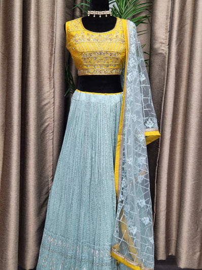 Party wear Lehenga in Light Blue Color