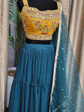 Party wear Lehenga in Dark Green Color