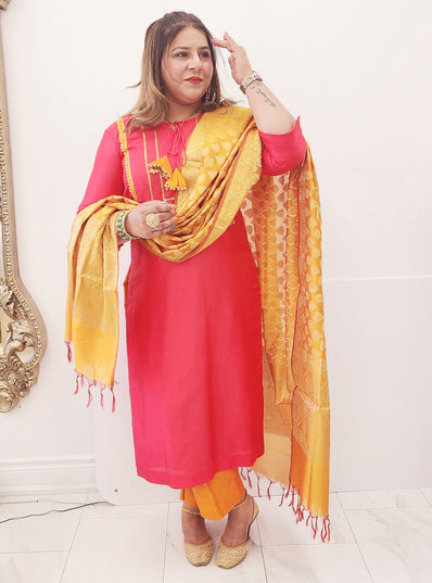 Raw Silk Suit with Banarsi Dupatta