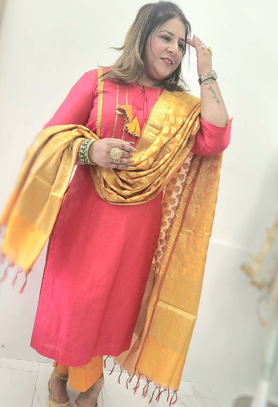Raw Silk Suit with Banarsi Dupatta
