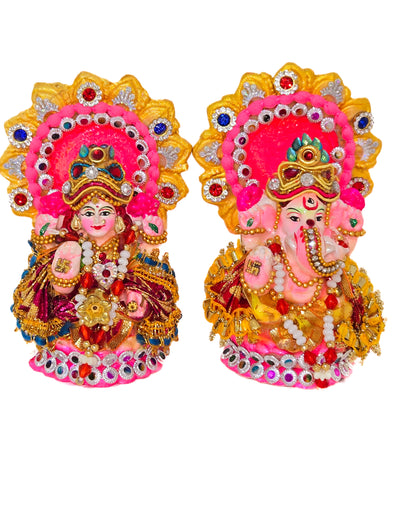 Satvik Lakshmi Ganesha Idol Set – Divine Ganesh Lakshmi Murti for Pooja, Diwali & Home Temple Decor