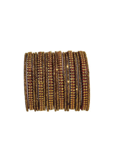 Golden - Red Glass Bangle Set