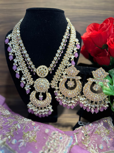 Lavender Kundan Necklace Set with Earrings | Handcrafted Bridal Jewelry – The Ritzi Collections