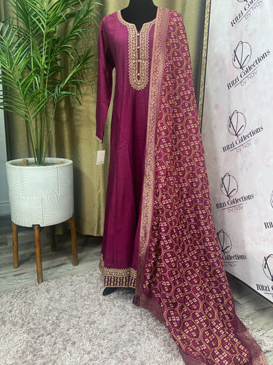 Party wear Dress in Plum Color