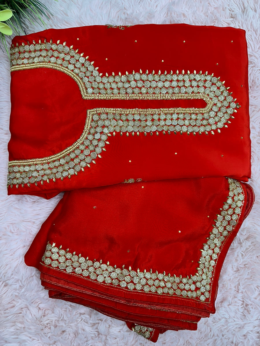 Unstitched Suit Material- 244 Red