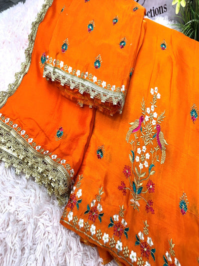 Unstitched Suit Material- 248 Orange