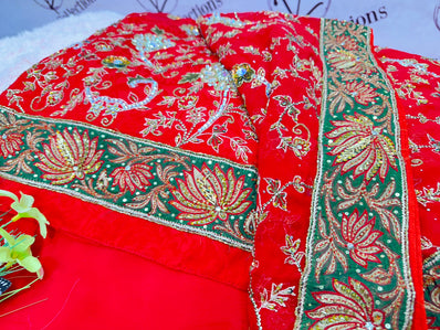 Bridal Unstitched Suit Material- 213 Red