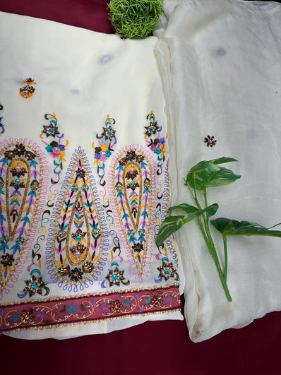 Unstitched Suit Material- 104 Off White