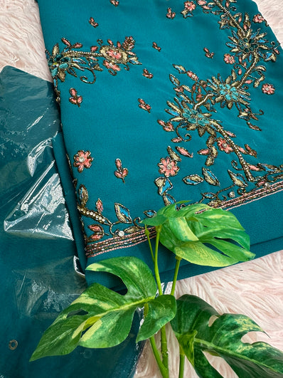 Unstitched Suit Material- 106 Peacock