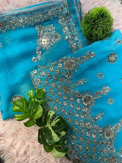 Unstitched Suit Material- 138 Light Blue