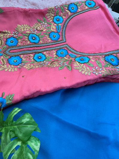 Unstitched Suit Material- 124 Pink