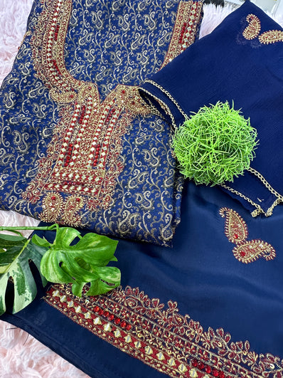 Unstitched Suit Material- 131 Blue